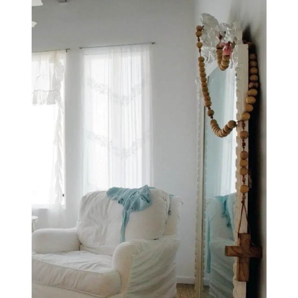 Rachel Ashwell Couture Shabby Chic Pair Curtian Panels Embroidered White 96 x 40